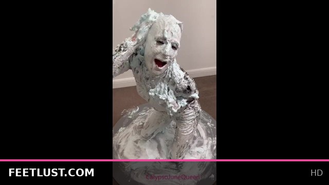 PVC Milf Foams Up Her Body, Heels On