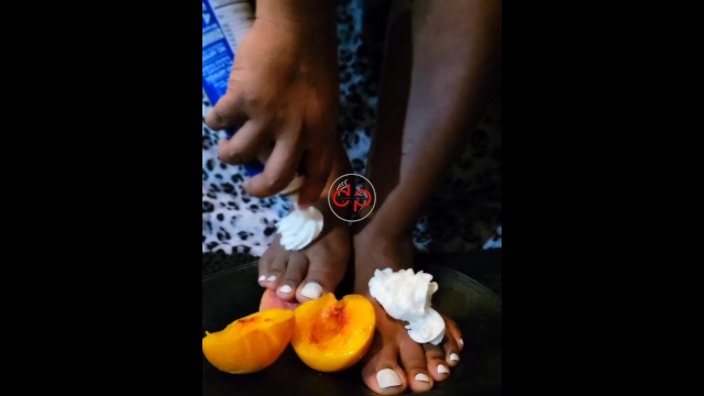 Creamy Peaches Get a Foot Tease