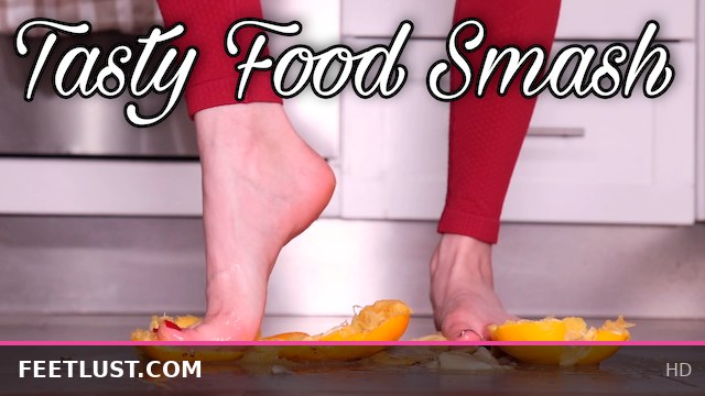 Delicious Barefoot Fruit Squashing - Red Toenails Crushing Juicy Oranges & Bananas 😏