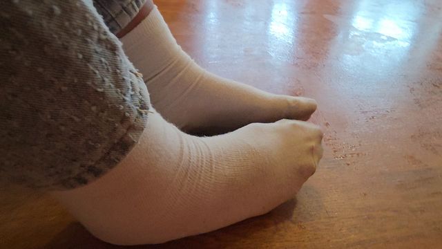 Sexy socks tease, toes peek, foot fetish fun