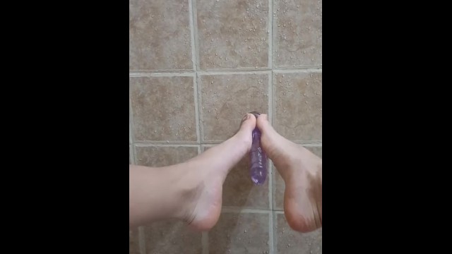 Footjob with my gorgeous purple dildo
