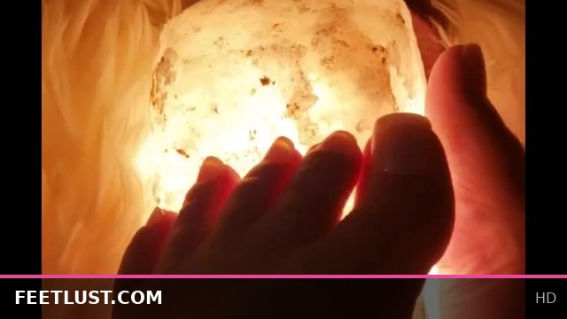 Barbie's Sexy Feet Tease with Fur and Glowing Salt Lamp