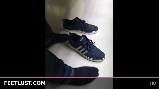 Adidas Shoeplay Fetish: Sexy Foot Tease at Work