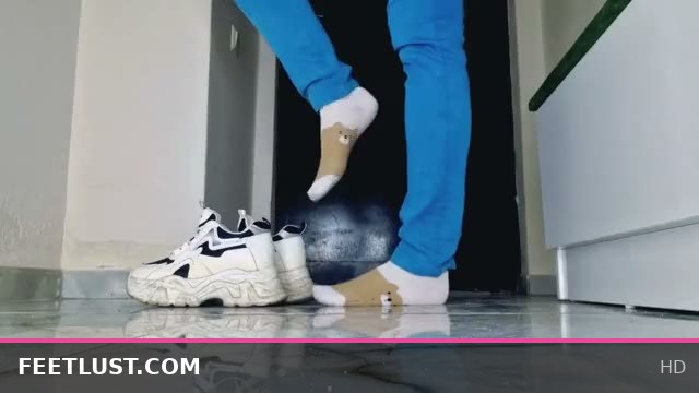 Sweaty Feet After a Long Walk in Sneakers Get a Relaxing Foot Massage from My Submissive