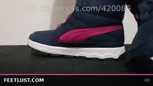 LittleShoes Puma Boots Size 34 Cock Crush and Trample Fetish Session