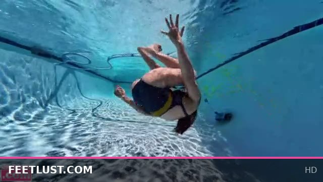Scuba Babe Shows Off Sexy Feet and Soles While Doing Forward Rolls with Tank